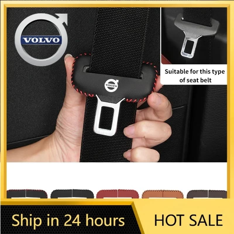 Copricinture in Pelle per Auto, Protezione Antigraffio per Fibbia Cintura di Sicurezza, Adesivo per Volvo XC40 XC60 XC70 S60 V40 V50 V60