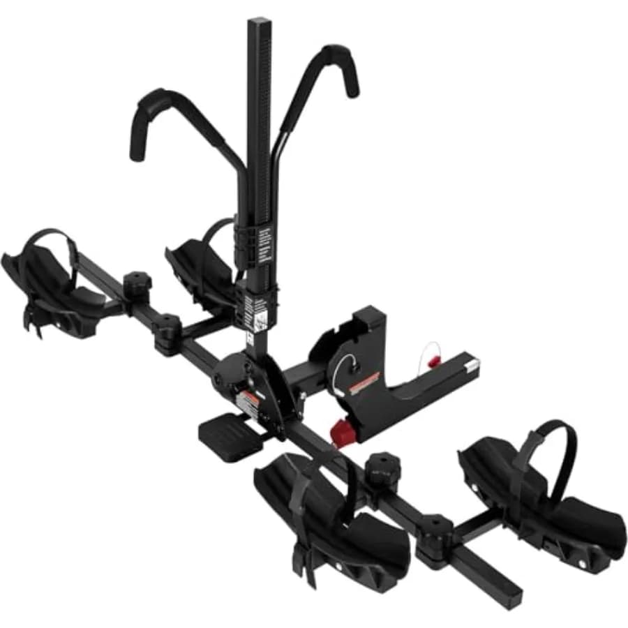 2 E Bike Rack Hitch Mounted, Wobble Free Smart Tilting Folding 2 Bicycle Electric Bike Racks with Lock, 2" Hitch Fits Up to 160