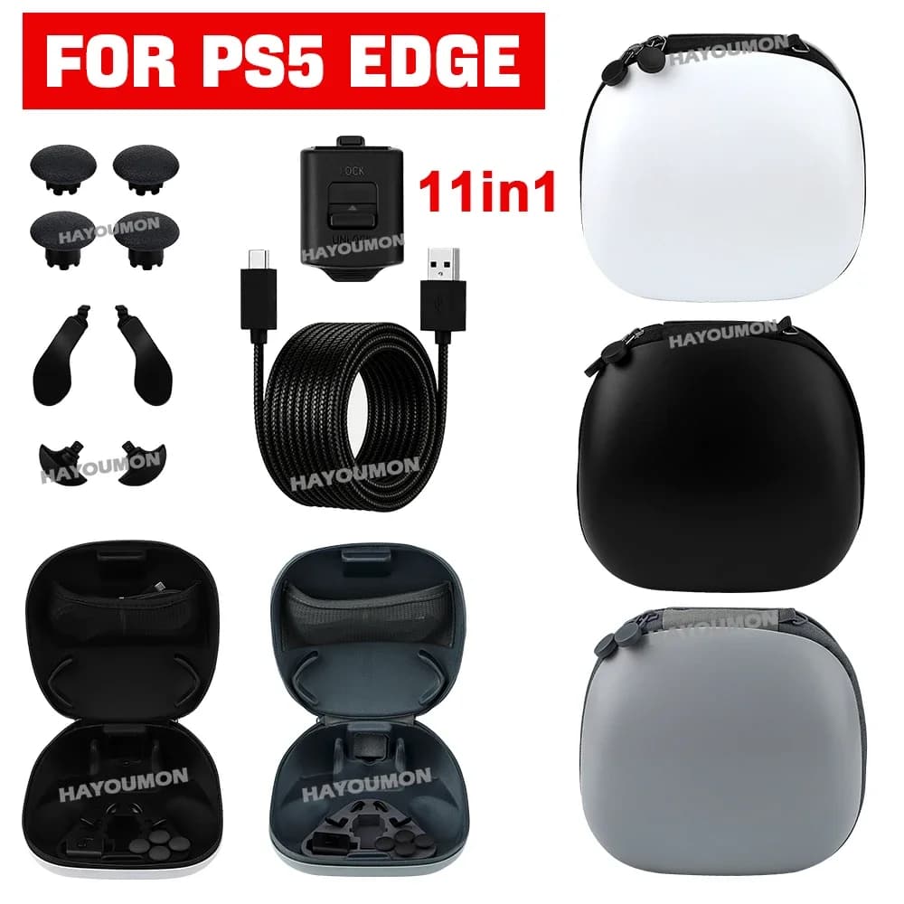 11 IN 1 Carry Case Accessories Kit For PS5 Edge Wireless Controller Hard EVA Storage Bag Safekeeping Protective Case Storage Bag