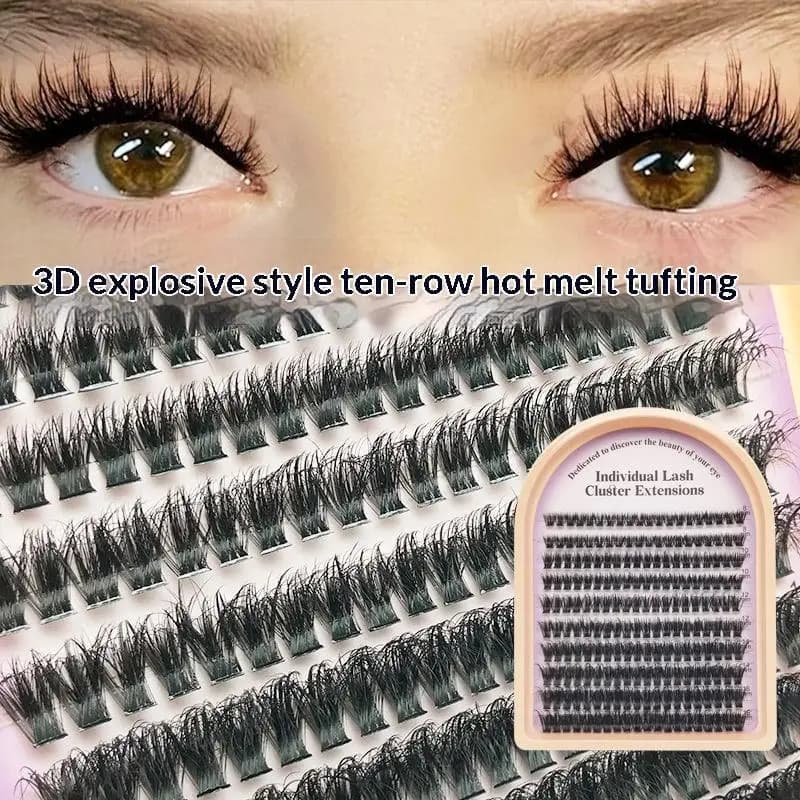 Ciglia Finte a Ciuffetti 5D Voluminose e Spesse, 10 File, 60-160D D/DD Curl, Ciglia Individuali Effetto Wispy, Mix 8-16mm, Extension Ciglia