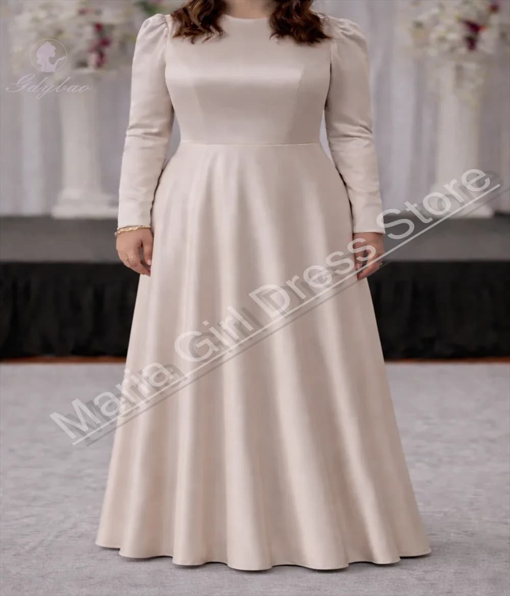Abito da Damigella Personalizzato Adatto per Matrimoni, in Raso con Maniche Lunghe, Vestito per Prima Comunione e Spettacoli per Ragazze