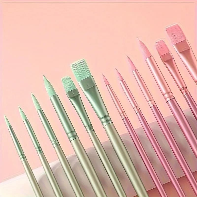 A Set of 6 High-Quality Painting Brushes, with 5 Color Options, Suitable for Oil Painting, DIY Sketching, Watercolor Painting
