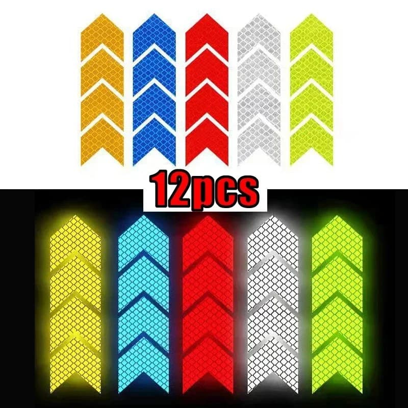 ISGTDRM 12 Pz/set Freccia Riflettente Segnaletica Nastro di Avvertimento Adesivo di Sicurezza per Paraurti Auto Tronco Nastro di Pericolo Accessori Moto