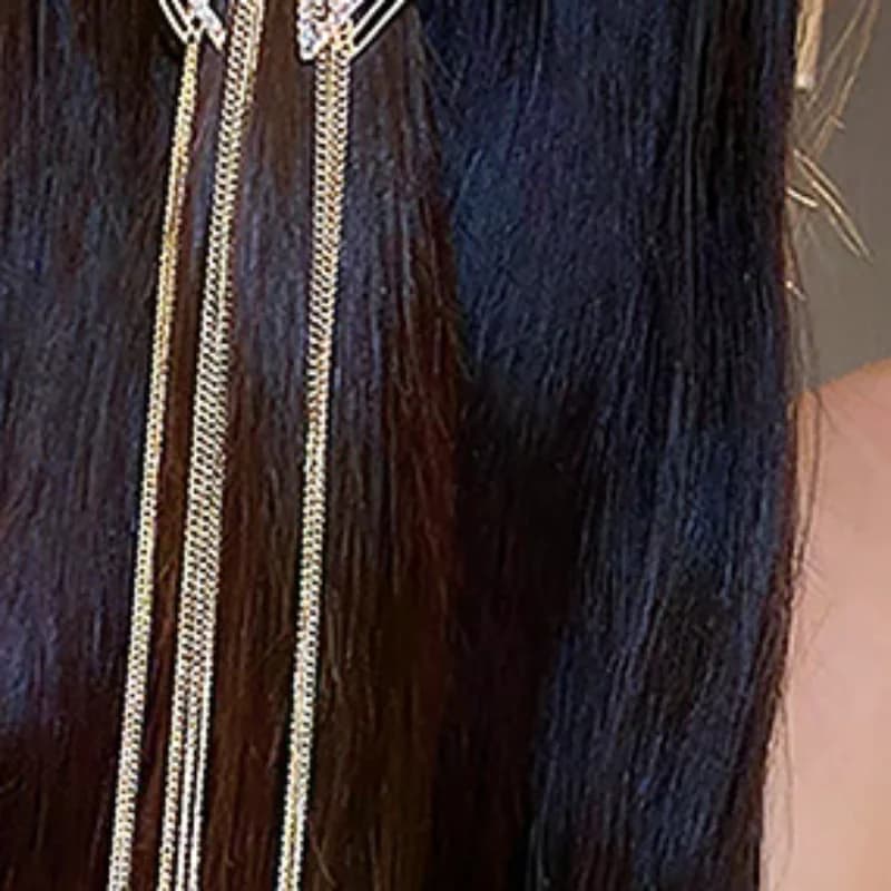 New Fashion Bow Tassel Hair Clips For Women Delicate Sparkly Rhinestone Tassel Hairpin Hair Accessories 2023