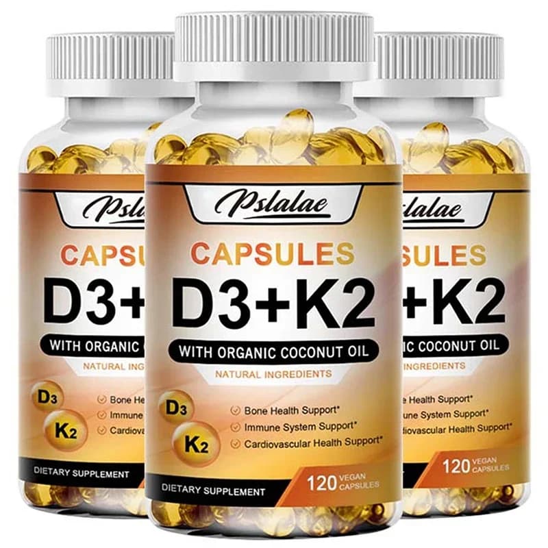 Vitamin D3 supplement + K2: promotes strong bones, calcium absorption, teeth, heart, cardiovascular health