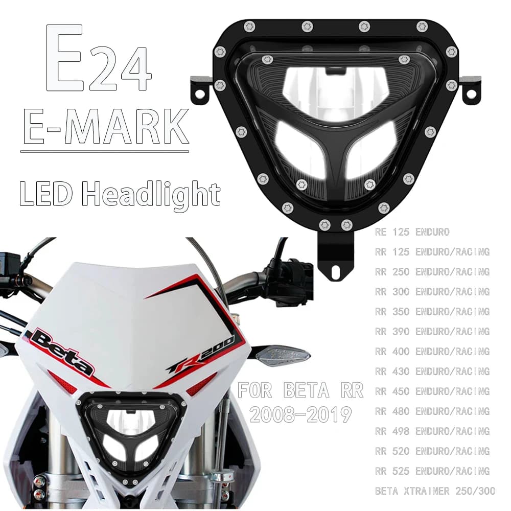 Faro anteriore a LED per Beta RR 125 250 300 350 390 430 450 480 498 520 525 2008-2019 Enduro Racing Lampada per moto