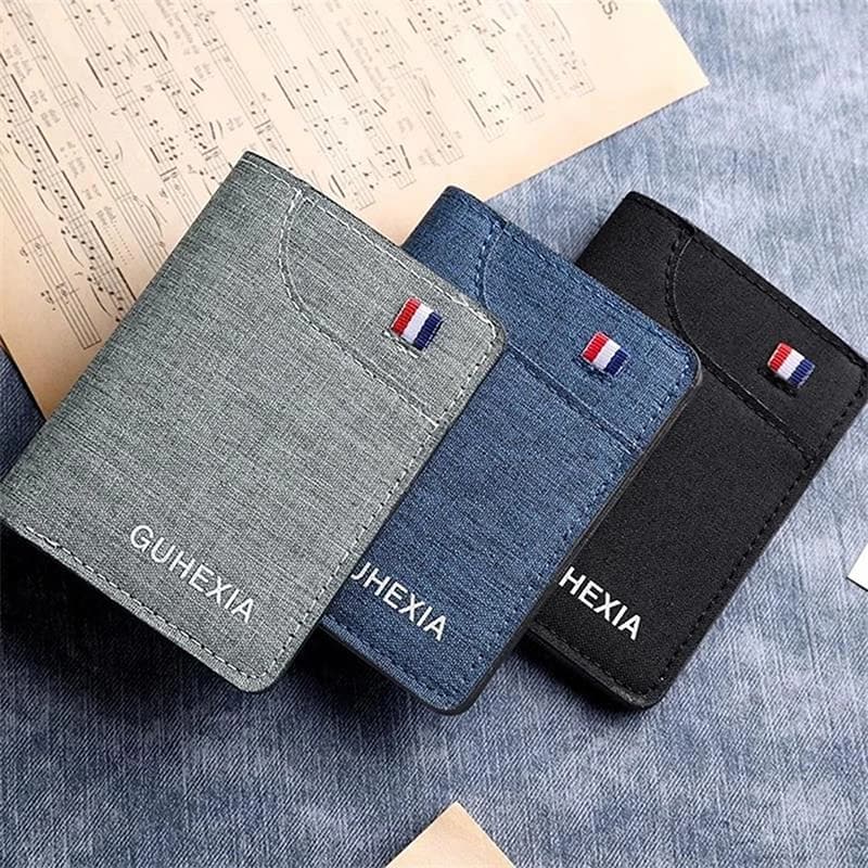 New 1Pc Canvas Ultra-thin Short Mini Minimalist Men's Wallet Men Purse Leather Short Card Wallet For Male Money Clips Money Bag