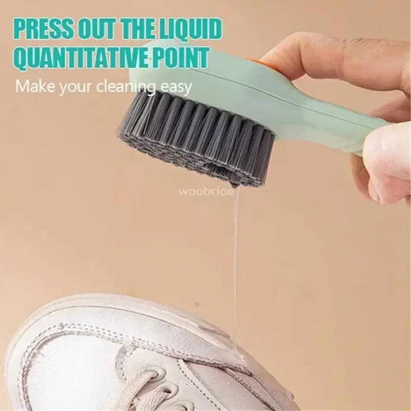 Spazzola riempita di liquido con setole morbide 2 in 1, strumento per la pulizia delle scarpe e della cucina, scrubber domestico multifunzione per lavandino del bagno
