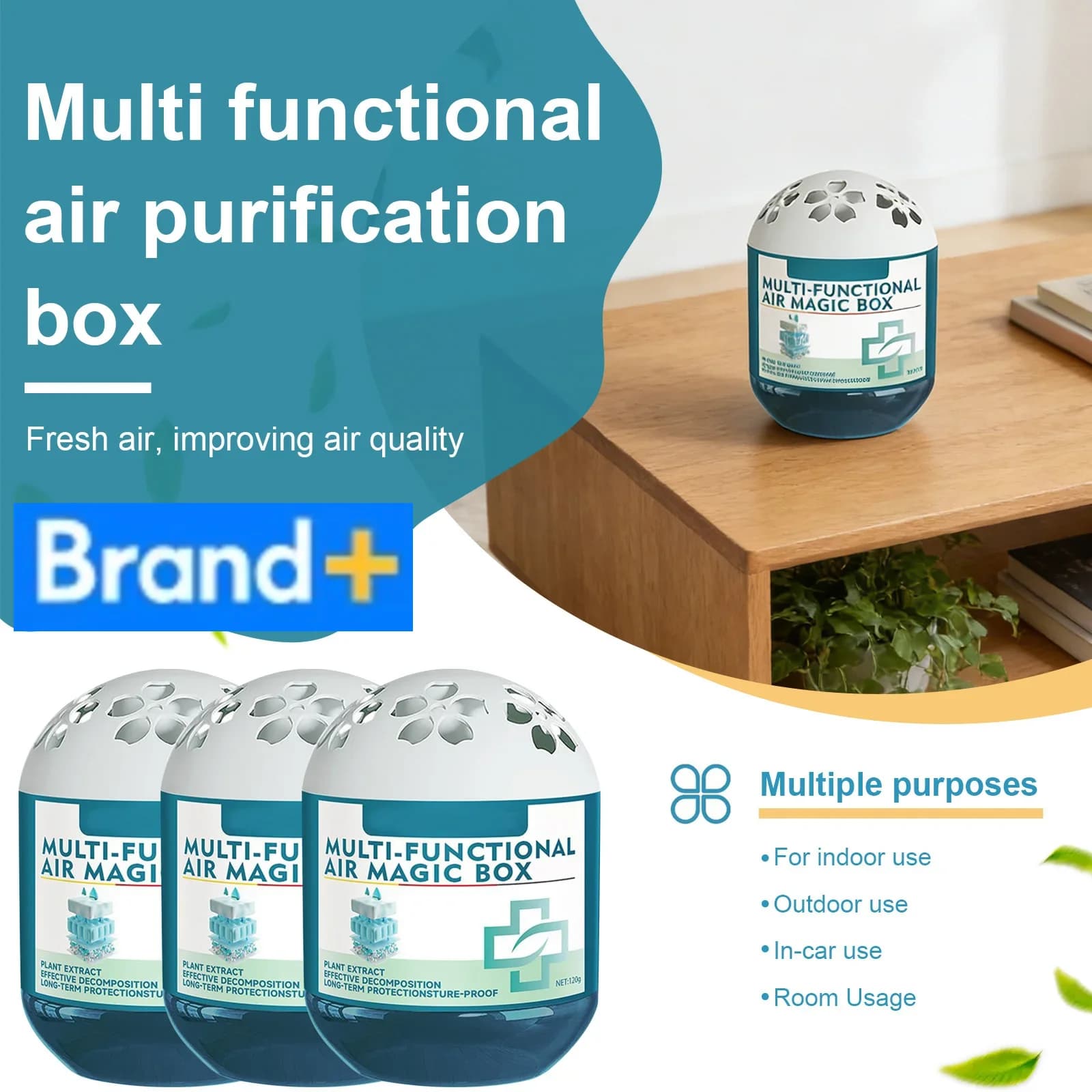 Pure Magic Box for 120g Air - Capsules No Ftalates for the Removal of the Inner Powder, Multifunctional Deodorant for Car/Bedroom/Office
