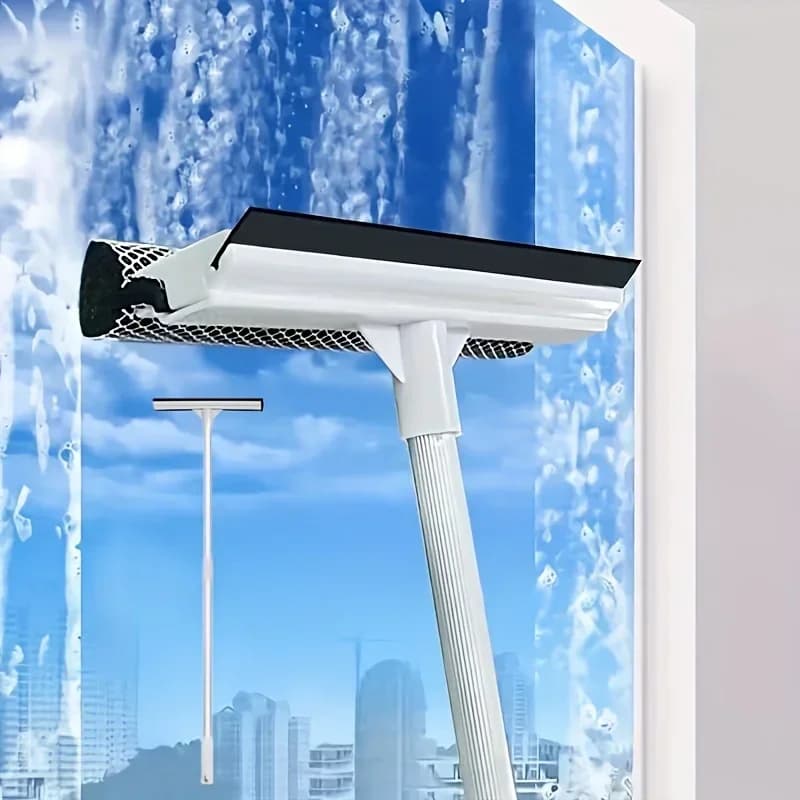 1 pz Tergivetro 2 in 1 con Asta Telescopica, Spazzola per Pulizia Finestre, Strumento per la Pulizia di Vetri Auto, Doccia e Porte in Vetro