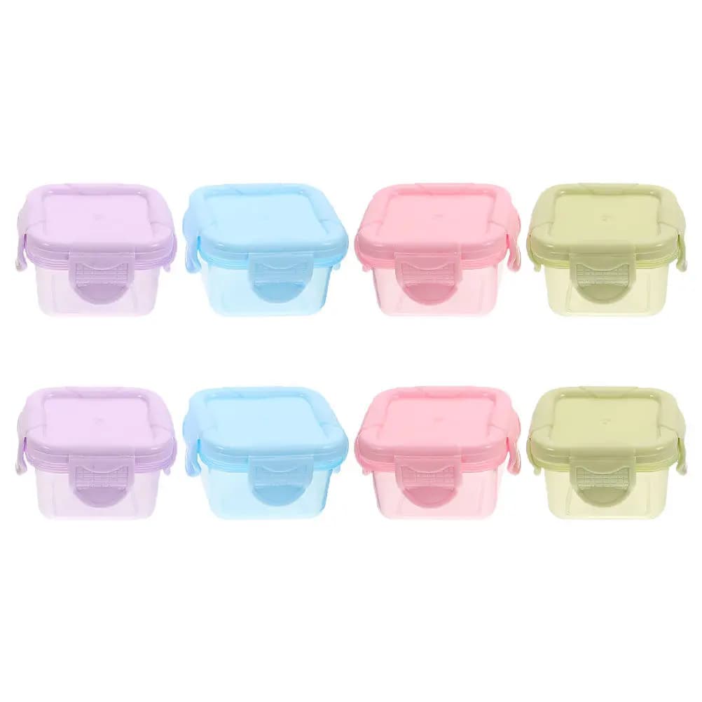 Set di 8 Contenitori Ermetici per Alimenti, Piccoli Contenitori per Snack, Contenitori in Plastica Riutilizzabili per Viaggi e Pranzo al Lavoro