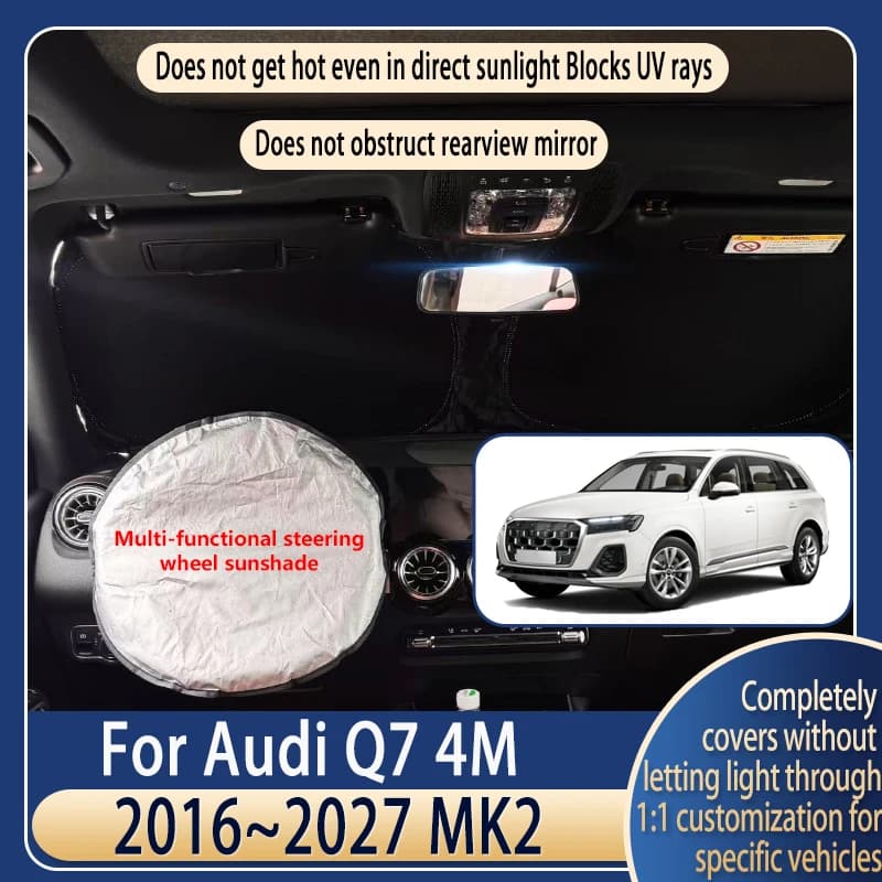 Parasole per Volante Auto per Audi Q7 4M 2016~2027, Accessorio Estivo per il Raffreddamento, Protezione Termica per Parabrezza Anteriore
