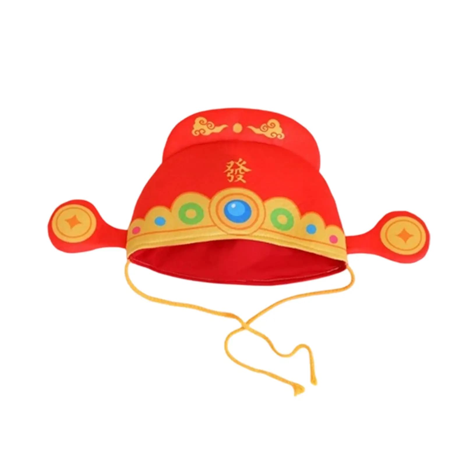New Year God of Wealth Hat Boys Girls, Performance Prop, Head Cover Headwear, Spring Festival Headpiece Headgear for Role Play