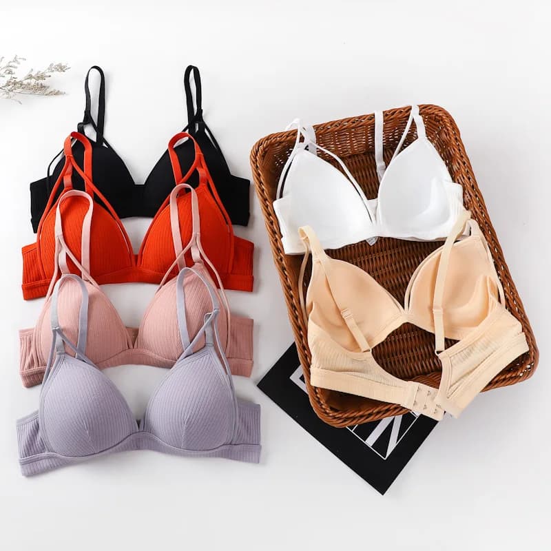 Reggiseno in cotone per donna Bralette push up Lingerie sexy V profondo Backless Comfort Seno piccolo Reggiseno imbottito sottile Biancheria intima di cotone femminile