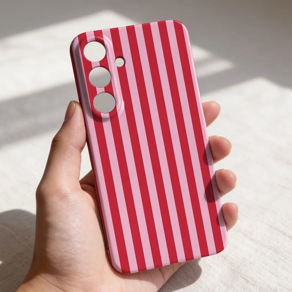 Cover for Phone Samsung A55 54 53 52 71 73 12 13 14 15 16 16 23 25 26 32 34 35 36 with Reason for Red Stripes, Case Rigida in PC