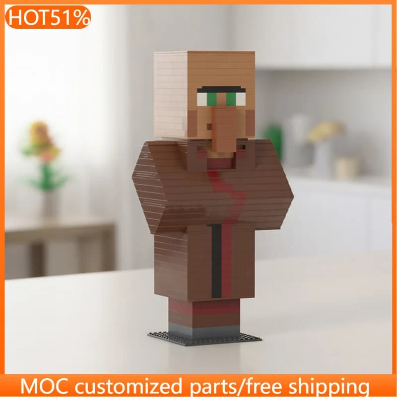 Set di Costruzioni Stile Brickheadz Villager MOC da 1035 Pezzi, Blocchi Modulari Personalizzabili, Giocattolo Educativo Creativo Fai-da-Te per Ragazzi, Regalo di Compleanno