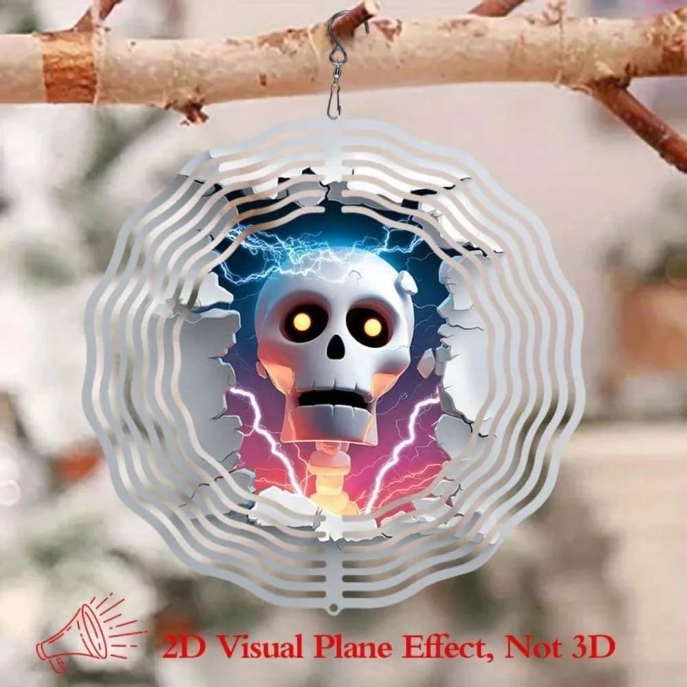 CIFBUY Mandala Wind Chime Skull Metal Spinning Art Scary Garden Patio Decorations Unique Gift Men Women Spooky Indoor Outdoor