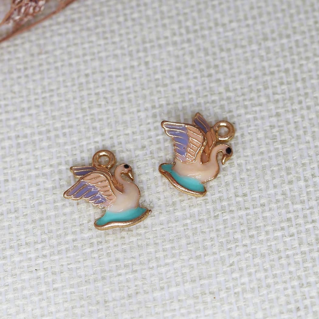 5 pezzi elegante ciondolo cigno colorato regalo in acciaio inossidabile fai da te per donna uomo ciondolo con ciondolo per risultati di gioielli braccialetto