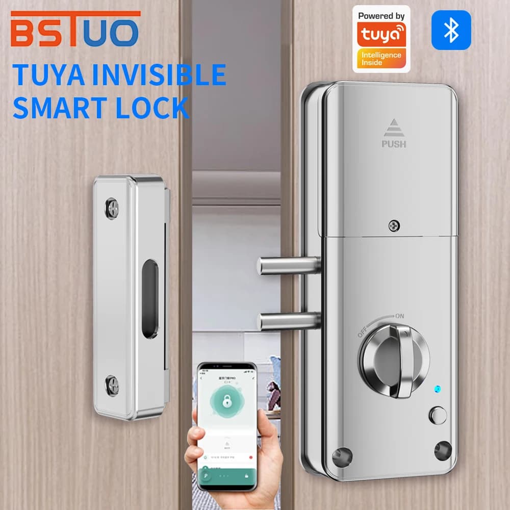 Support Tuya App Bluetooth to Wifi Electronic Lock Handle Smart Home Remotely Unlock Door Lock for Hotel/ Apartment/Guesthouse