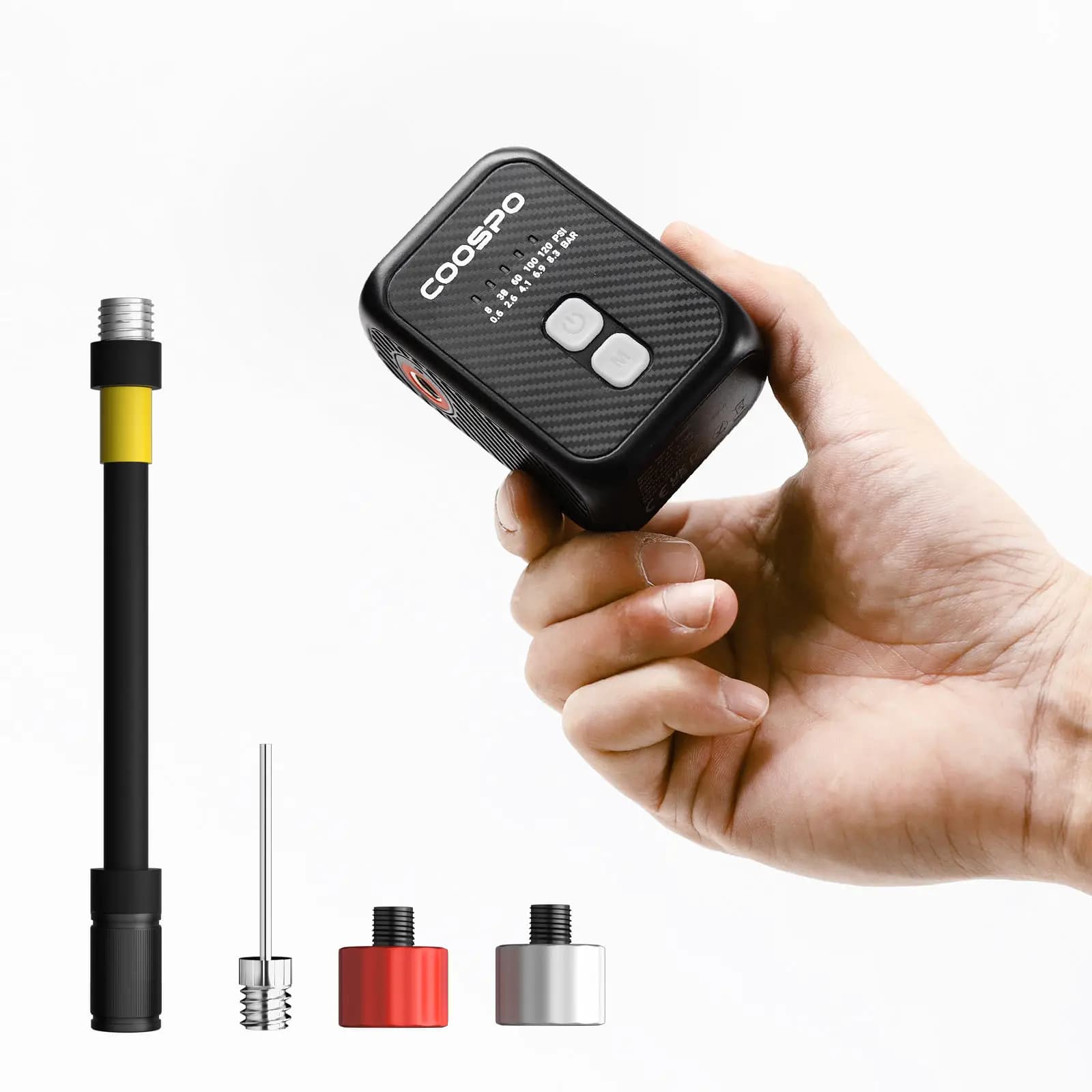 Pompa per Bicicletta Coospo AP-E1 120 PSI con Display Digitale della Pressione, Ricarica USB-C, Spegnimento Automatico per Bici da Strada e MTB