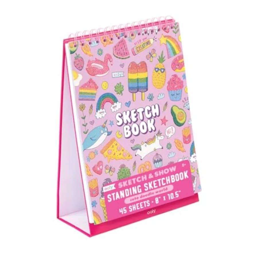 Sketch and Show Standing Sketchbook, 45 Large 10.5 x 8 Perforated Pages, 120 GSM/ 32lb Perfect for Markers and Colored Pencils