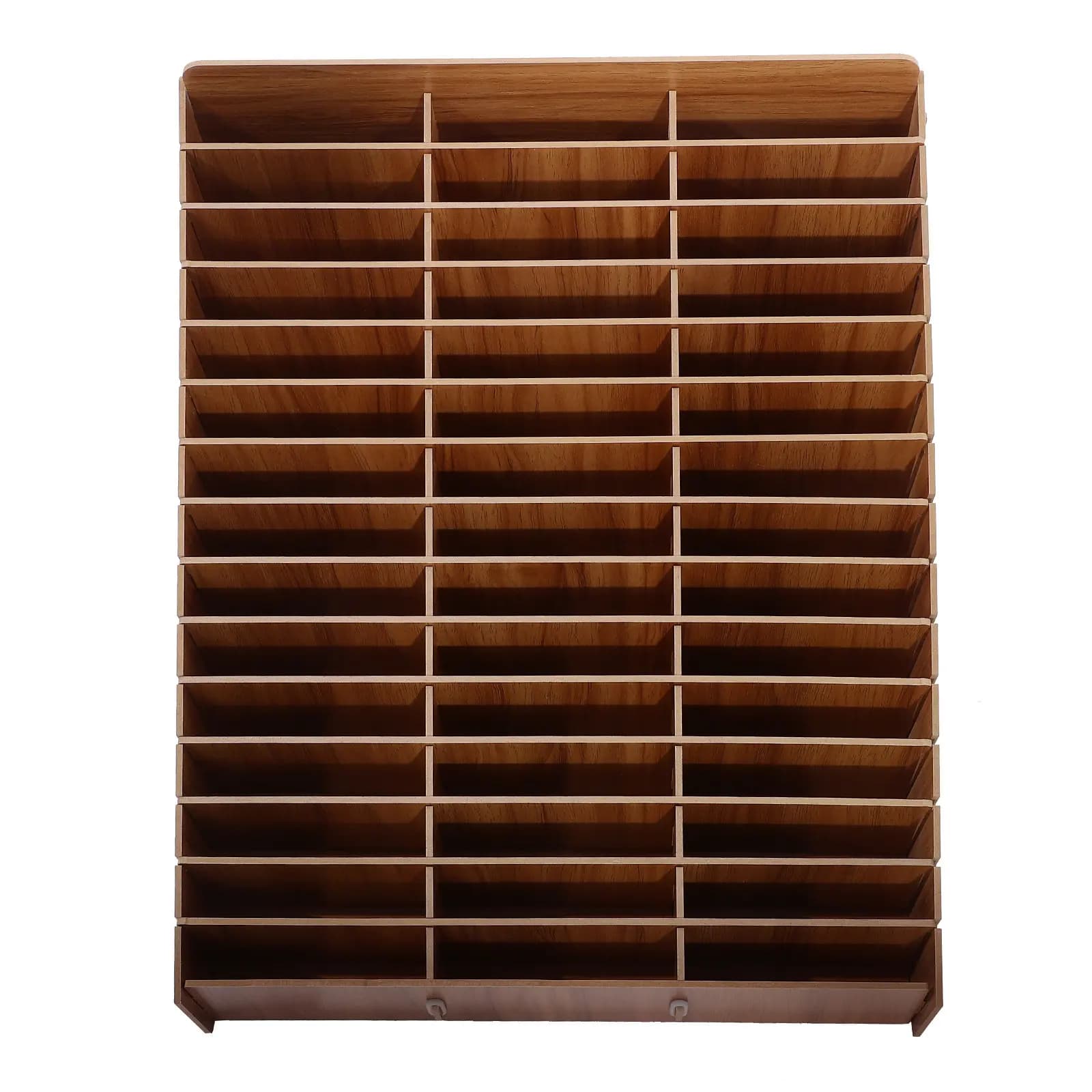 Organizer da Scrivania in Legno con Scomparti Multipli per Telefoni e Oggetti Vari, Ideale per Aula, Sala Riunioni, Ufficio, in Legno Naturale Liscio e Lucidato