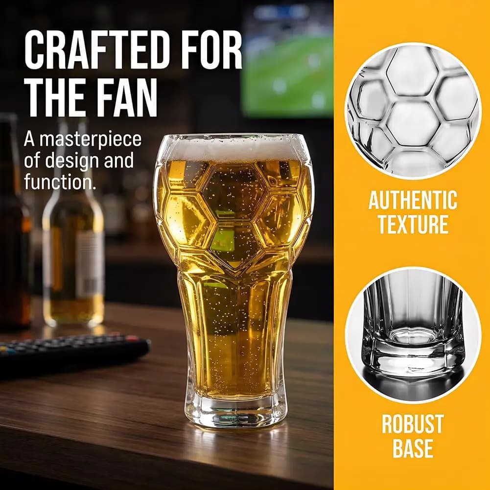 600ml Borosilicate Football Shaped Beer Glass Creative Pint Mug for Party Bar Home Gift for Soccer Fans