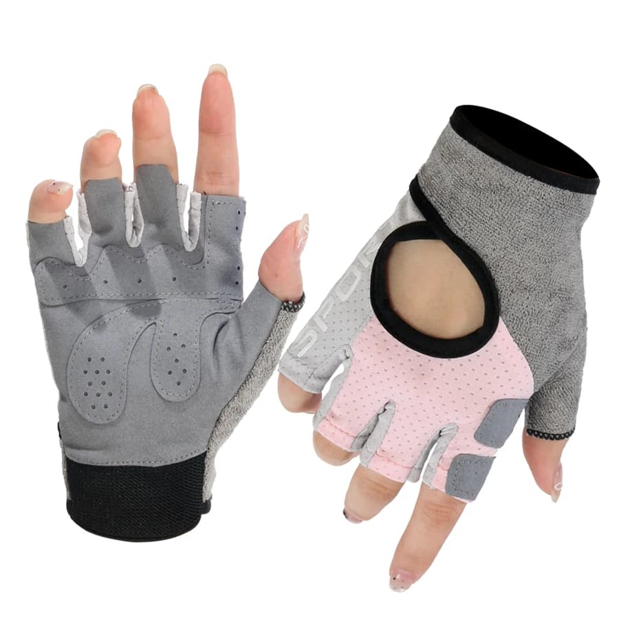 Guanti da Palestra Traspiranti Mezze Dita per Donna e Uomo, Guanti da Allenamento con Palmo Imbottito Antiscivolo, Guanti Senza Dita per Sollevamento Pesi e Fitness
