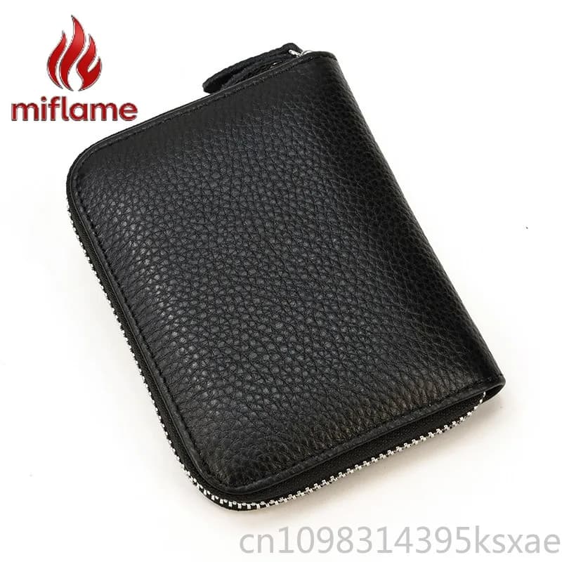 Portafoglio Corto da Uomo in Vera Pelle di Lusso con Design a Borsa e Portamonete, Multi Scomparti per Carte, Tasca Portamonete con Cerniera, alla Moda