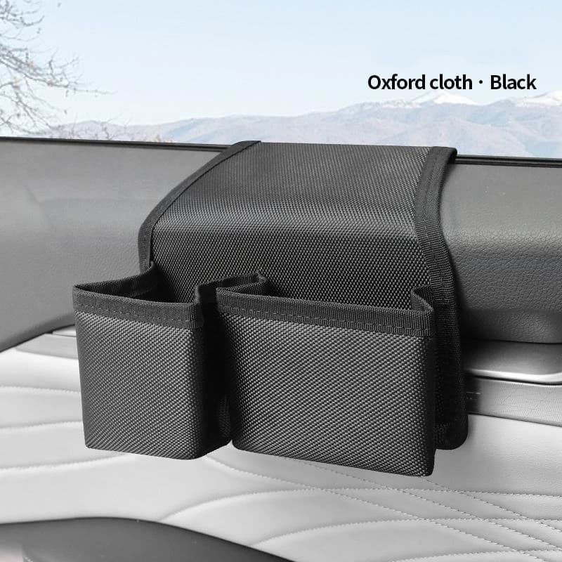 Multifunctional car trash can and storage box; car door organizer for sundries; trash bin.