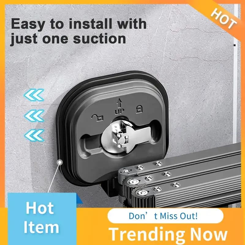 Folding hanger Aluminum hanger Black wall mounting coat hanger Suction cup Install Easy installation, S