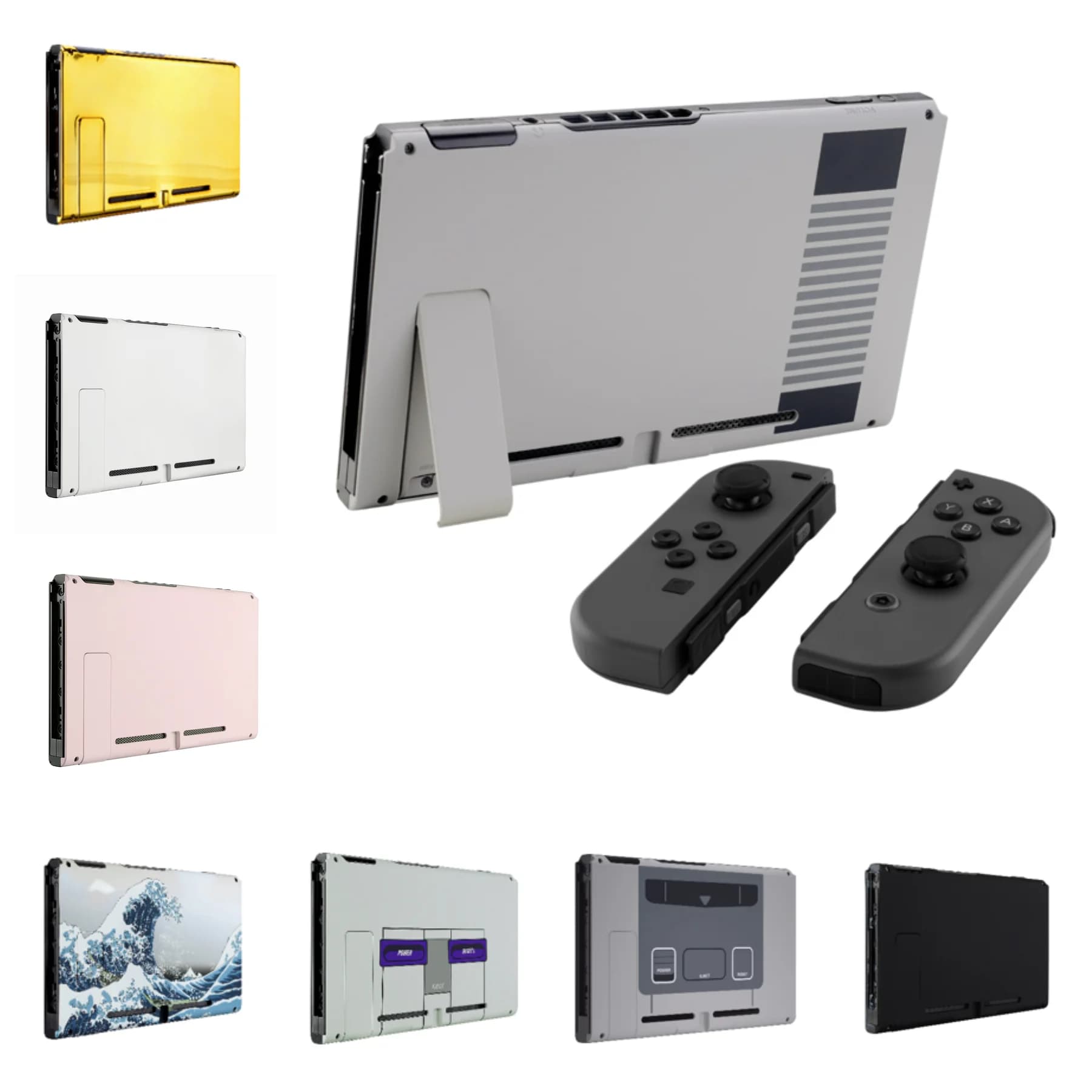 eXtremeRate Piastra posteriore console personalizzata con cavalletto Custodia di ricambio fai-da-te per console Nintendo Switch