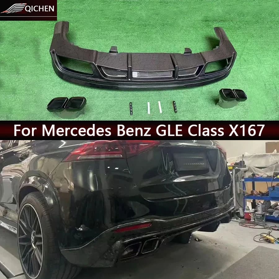 Rear carbon fiber diffuser for Mercedes Benz Class GLE X167, rear spoiler, rear splitter, car accessories, body kit