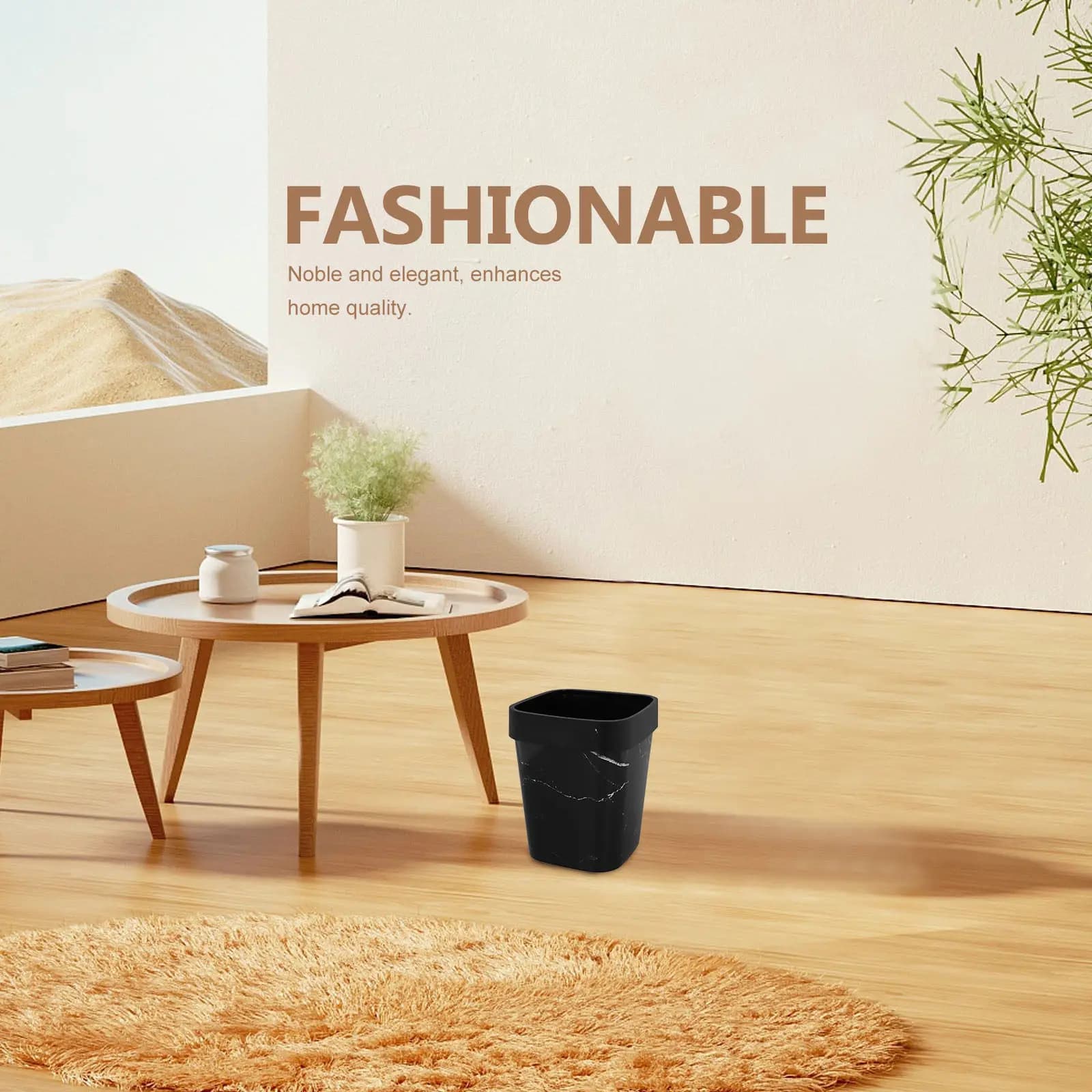 Cestino per Rifiuti in Plastica con Texture Marmorizzata, Contenitore Stabile per Bagno, Cucina, Camera da Letto, Ufficio, Cestino per Carta