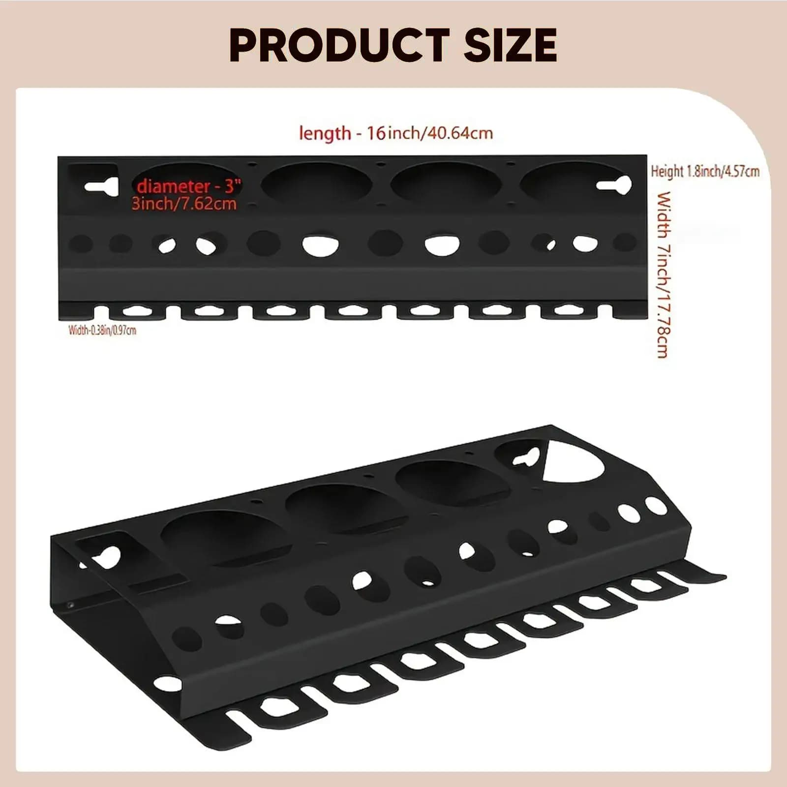 Iron Spray Bottle Organizer Wall Mounted Accessory Rack for Garage Home Car Beauty Shop Cleaning Tools
