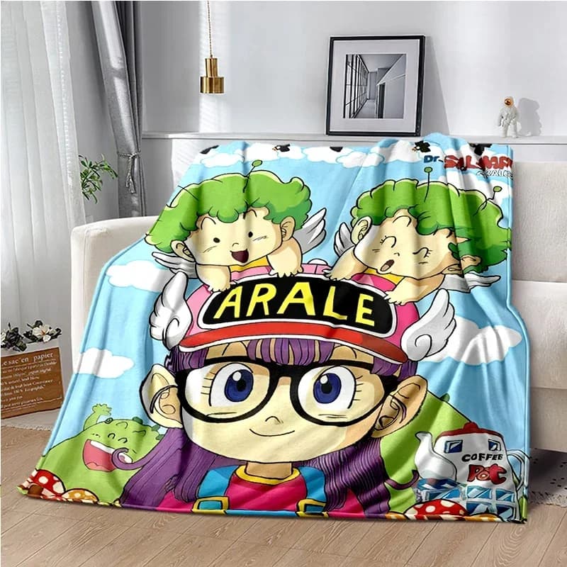 Simpatica Coperta Anime DR S-Slump A-Arale Super Morbida, Coperta Cartoon Kawaii per Viaggi, Letto, Divano, Regalo di Compleanno