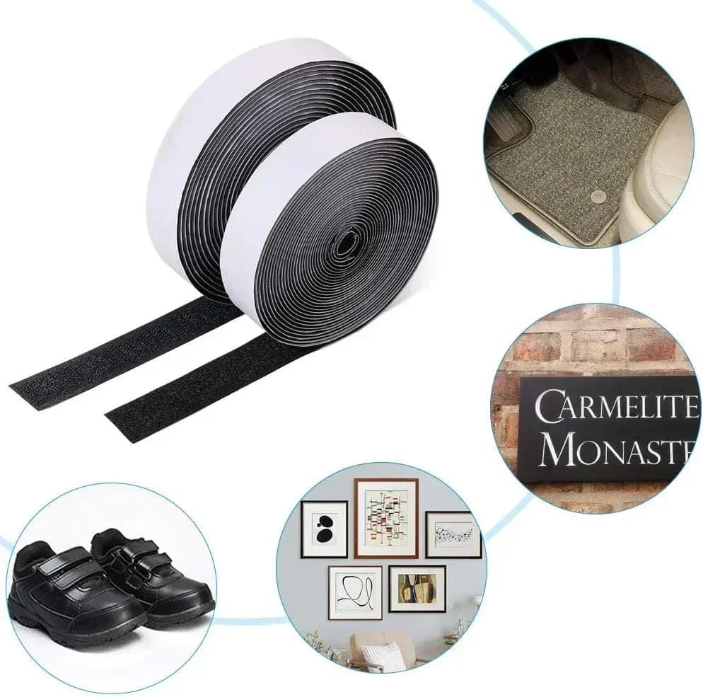 Nastro Adesivo con Gancio e Anello da 50mm, Striscia Magica Autoadesiva, Nastro Adesivo Industriale Resistente, Accessori Fai-da-Te