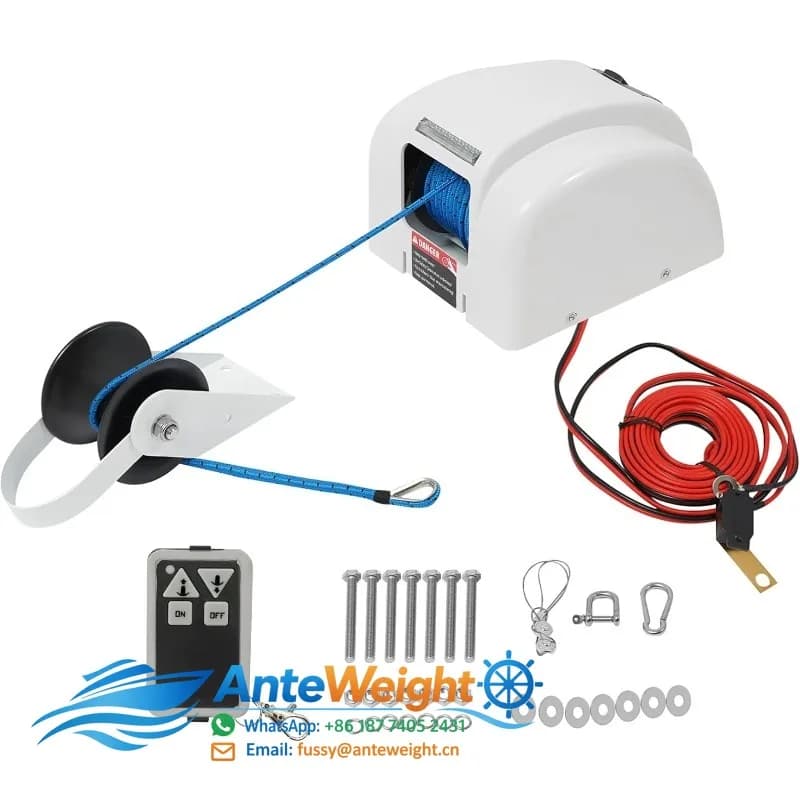 Anchor 45LBS Marine Electric Anchor Winch 12V Windlass with Remote Control Saltwater Boat Kit