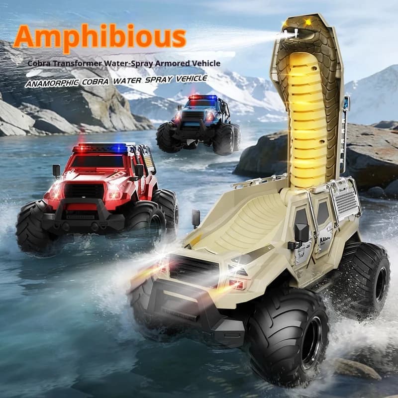 Auto Trasformabile con Sensore di Gesti, Trasformazione in Cobra con Cannone ad Acqua, Veicolo Telecomandato Anfibio, Giocattolo Fuoristrada