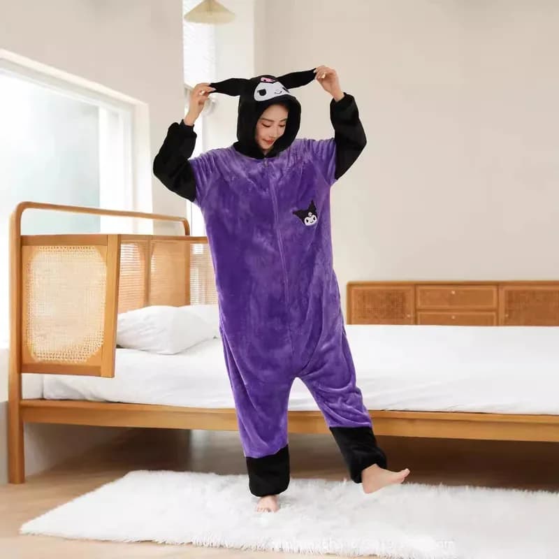 Anime Cosplay Women Onesie Kuromi Cosplay Costume for Adults Pajamas Full Body Clothes One-Piece Pijamas Halloween Kigurumi 72th