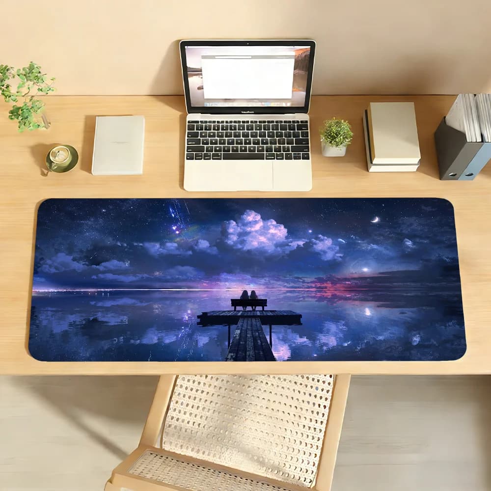 Tappetino per mouse romantico con cielo notturno, per computer, laptop, in gomma, antiscivolo, tappetino per mouse, tappetino per mouse per giocatori, decorazione, tappetino da scrivania
