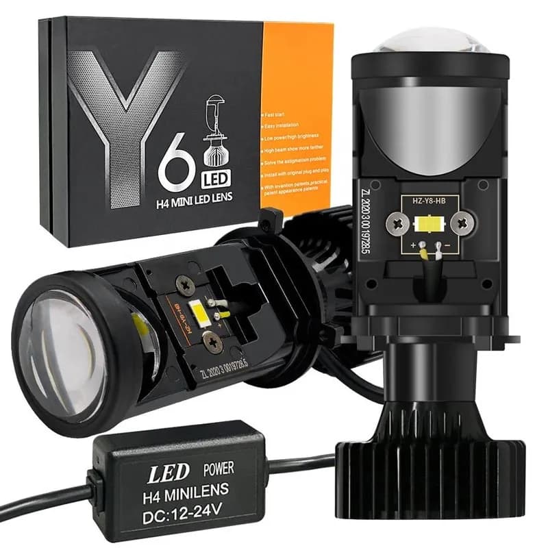 H4 100W 20000LM Faro LED per auto Auto 9003/HB2 H4 LED Mini lente per proiettore Fascio alto/basso Lampada faretto Turbo Fan Car Light