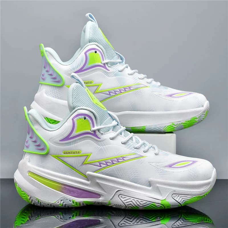 Scarpe da basket unisex Scarpe sportive da allenamento per competizioni all'aperto in pelle alte Scarpe da basket comode con lacci alla moda