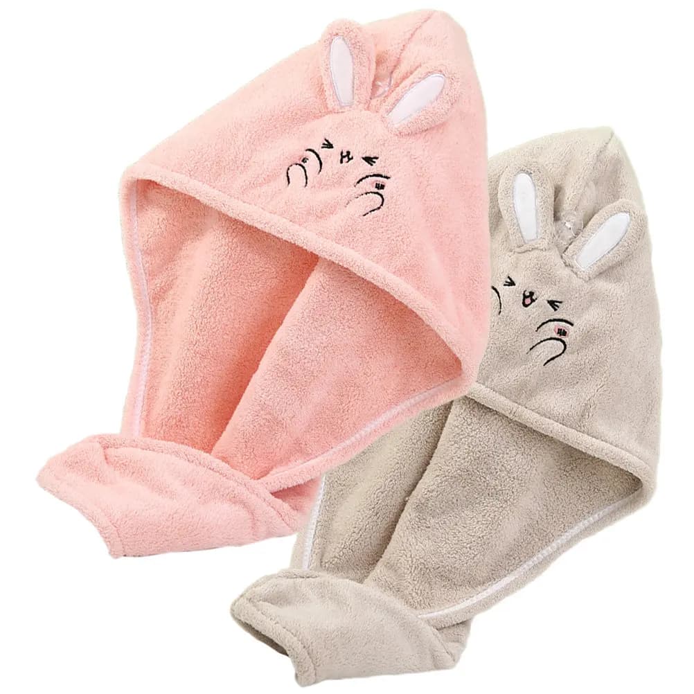 2Pcs Dry Hair Cap Absorbent Fast Drying Hair Towel Wrap for Women Girls Kids Soft Lightweight Turban Wrap Hat for Gym Spa Bath
