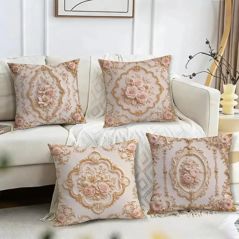 Baroque Floral Cushion Cover Pillow Case Short Plush Square Throw Pillow Covers Pillowcase Sofa Home Decor Gift