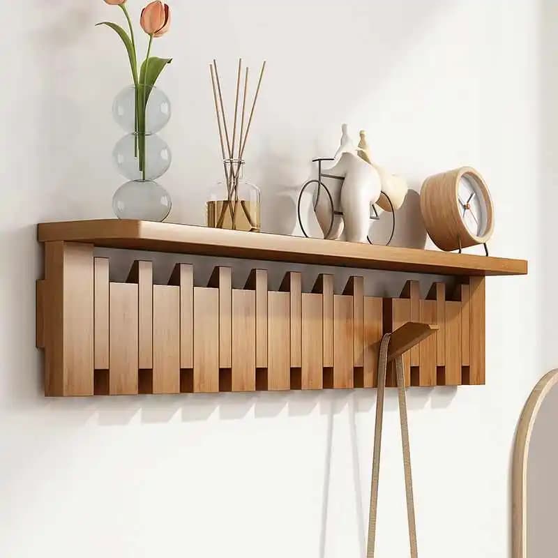 Modern Nordic Solid Wood Wall Mounted Clothes Hanger Luxury Living Bedroom Storage Rack Creative Home Furniture