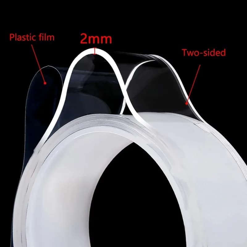 Nastro biadesivo trasparente addensato da 2 mm Nastro nano Adesivi murali impermeabili Nastri decorativi riutilizzabili resistenti al calore 1/2/3/5 m