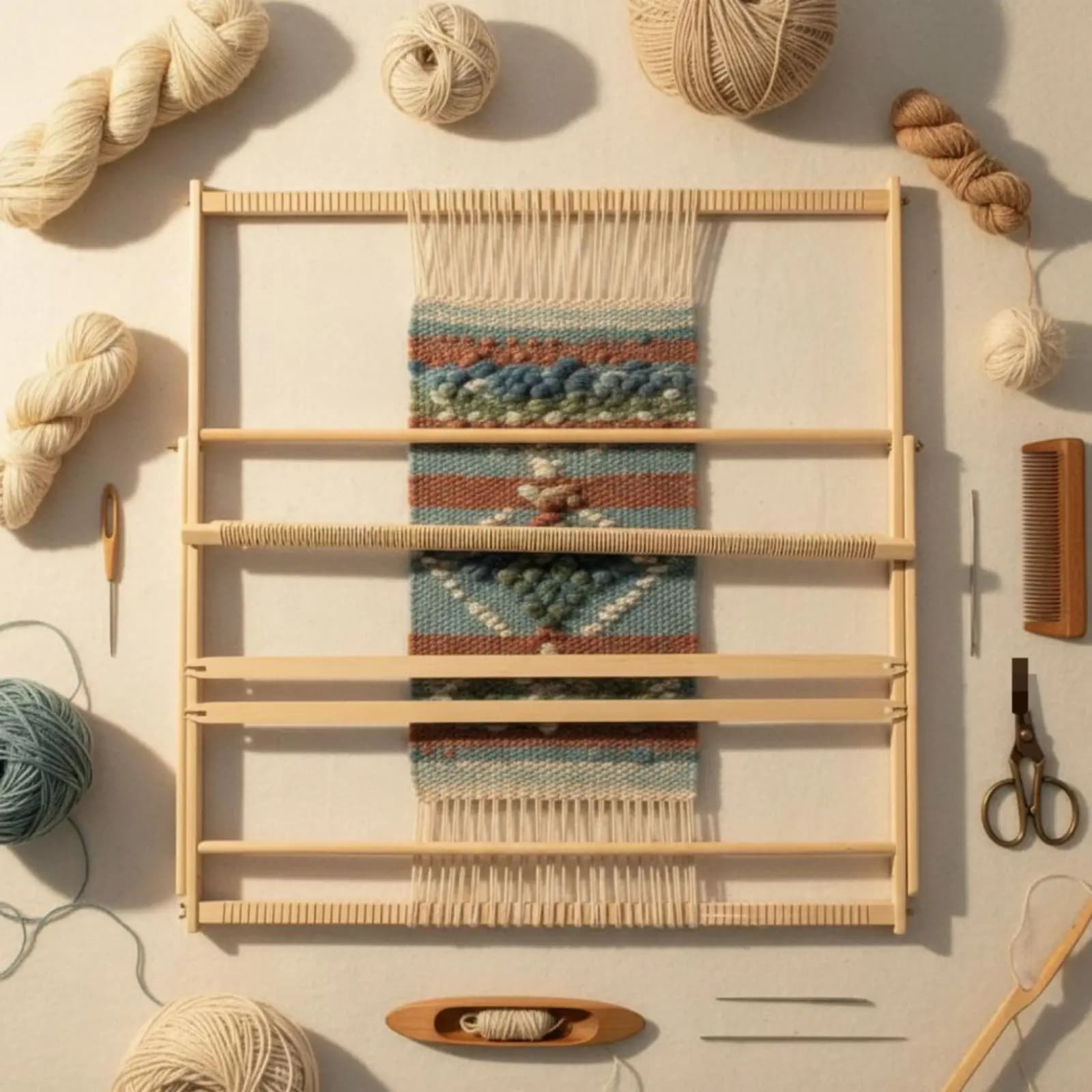 Wooden Weaving Loom Kit Long-Lasting & Sturdy Hardwood Wood Weaving Frame Beginner Tapestry Loom User-Intuitive Textile Art