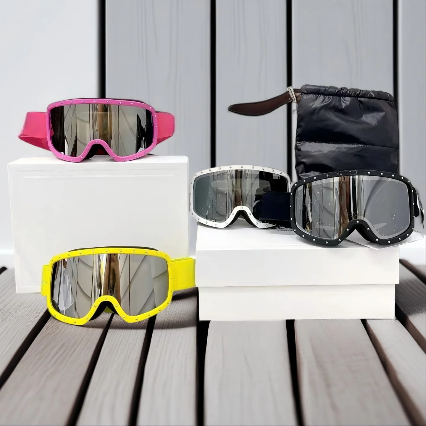Occhiali da Sci per Sport Invernali Antivento e Antiappannamento, Occhiali da Sci di Lusso per Coppie con Protezione UV, Attrezzatura da Sci per Esterni, Regalo