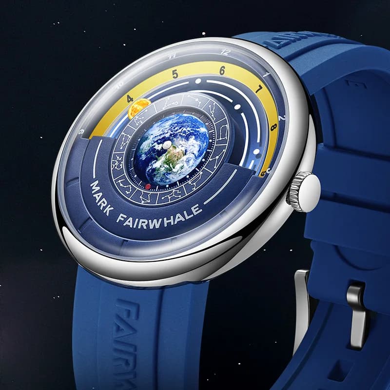 Mark Fairwhale 5700 Orologio al quarzo da uomo alla moda Creativo quadrante terrestre cinturino in silicone impermeabile sportivo orologi da polso casual per uomo